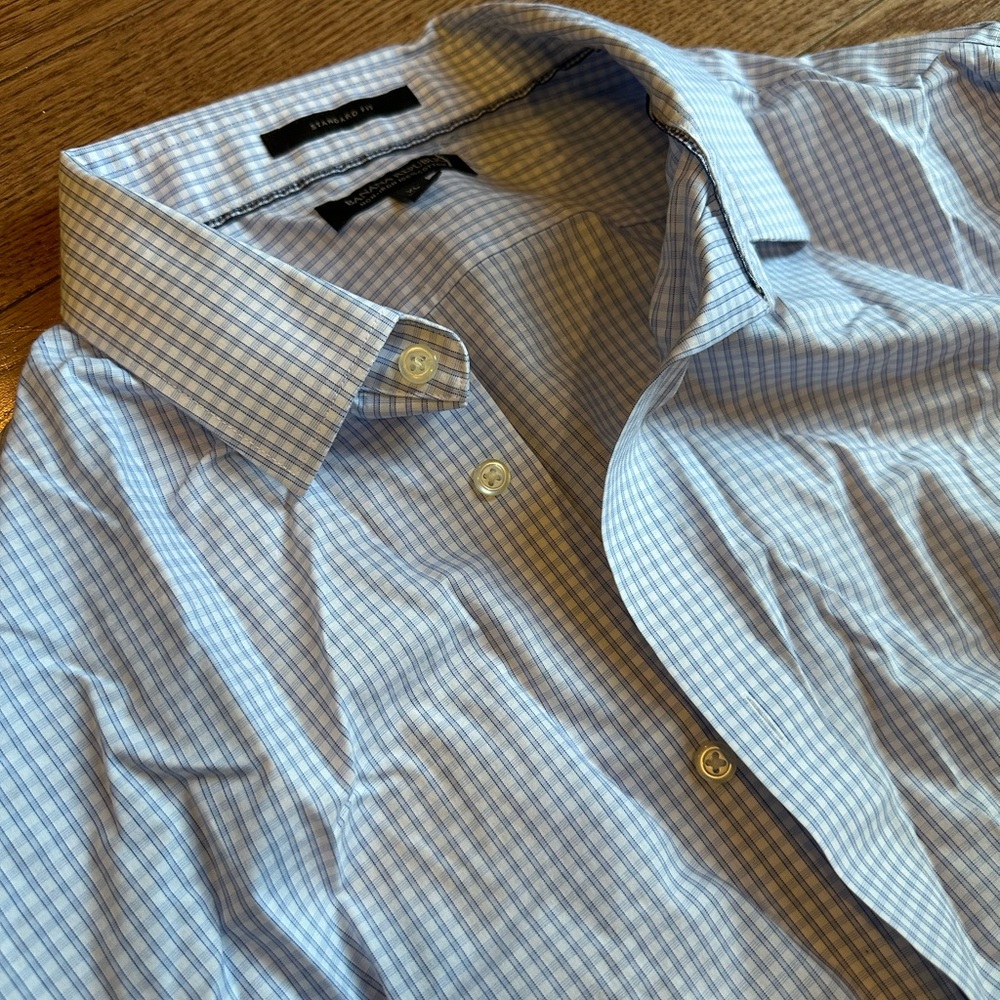 Men's Blue Checkered Dress Shirt